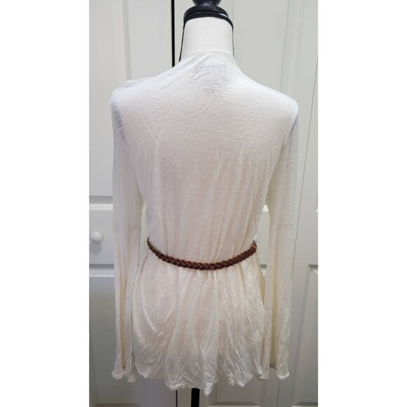 DECREE Sz M Open Front Lt Rayon Cardigan w/ Braided Belt New - Picture 4 of 8